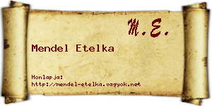 Mendel Etelka névjegykártya